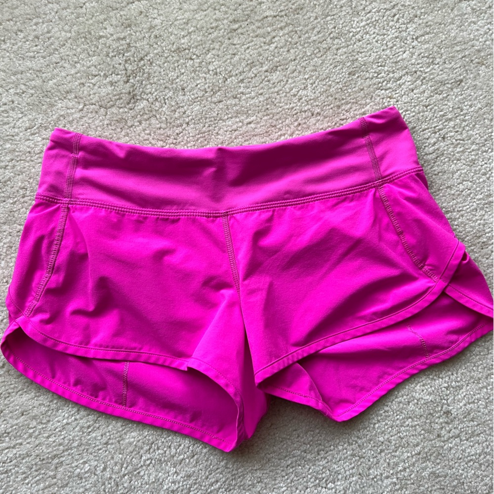 Pink Lululemon speed up shorts (4”)